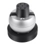 Tornillo de banco VEVOR con base esférica metálica y parte superior perforada de color negro.