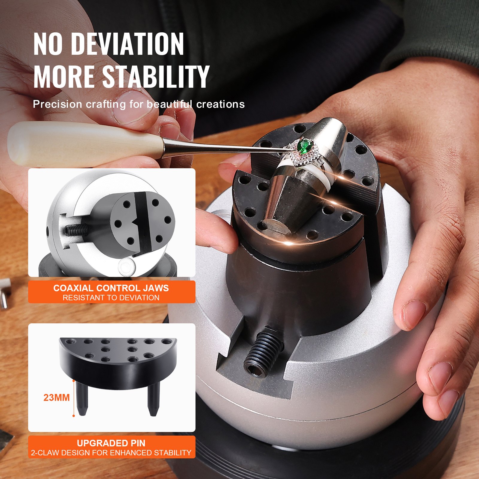 Tornillo de banco esférico VEVOR, herramienta de ajuste de grabado de 5", tornillo de banco con rotación de 360°, 35 piezas de accesorios para grabado de joyas, bloque estándar para incrustaciones de piedras preciosas y grabado a pequeña escala.