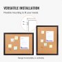 Tablero de corcho VEVOR que muestra opciones de instalación versátiles, colgado horizontal o verticalmente.