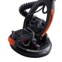 Lijadora de paneles de yeso VEVOR de cerca, diseño negro y naranja con manguera flexible y luces LED.