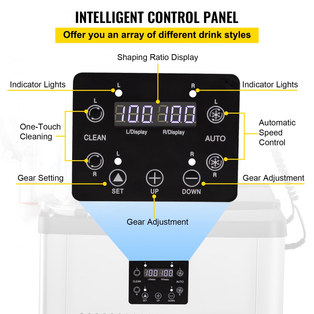 Máquina de granizados comercial VEVOR, 6 L x 2 tanques, 50 tazas, máquina para margaritas, 700 W, 110 V, de acero inoxidable, ideal para supermercados, cafeterías, restaurantes, bares y uso doméstico, color plateado.