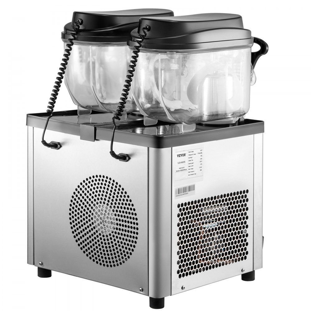 Máquina de granizados comercial VEVOR, 6 L x 2 tanques, 50 tazas, máquina para margaritas, 700 W, 110 V, de acero inoxidable, ideal para supermercados, cafeterías, restaurantes, bares y uso doméstico, color plateado.