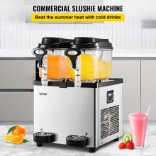 VEVOR Comercial Máquina de granizados Maquina para frappe Slushy Machine 6 L x 2 Tanques 50 Tazas 700W 110V Margarita Smoothie Frozen Drink Maker