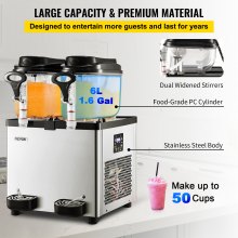 VEVOR Comercial Máquina de granizados Maquina para frappe Slushy Machine 6 L x 2 Tanques 50 Tazas 700W 110V Margarita Smoothie Frozen Drink Maker