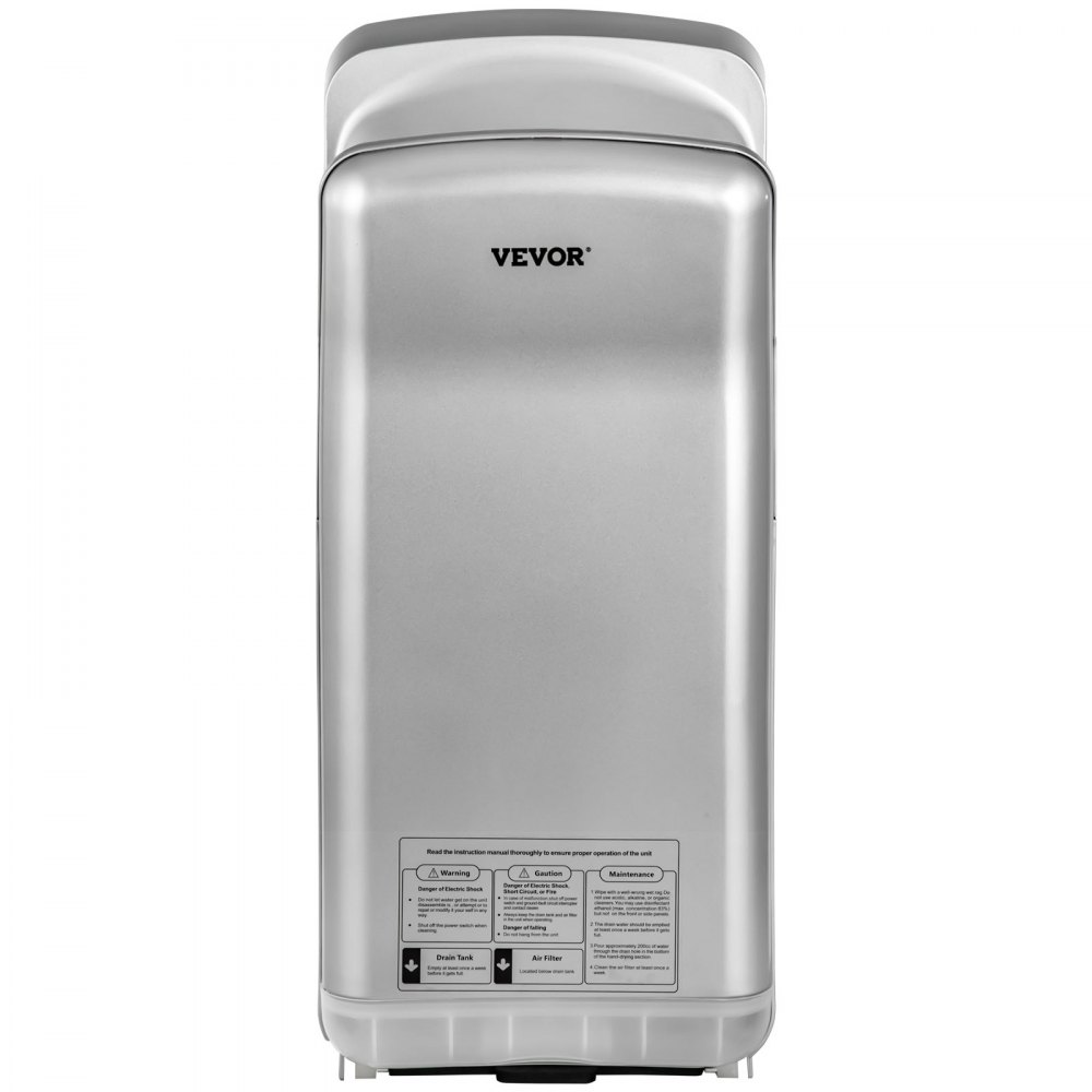 Secador de manos VEVOR Jet, secador de manos eléctrico comercial premium con aspas, ABS, con filtro HEPA, montaje en pared, 1600 W, 110 V, automático, infrarrojo, plateado