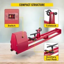 Torno de madera VEVOR, tornos eléctricos de 14''x40'', máquina de torno de madera de 1/2 HP, torno de sobremesa de 1/2 fase, torno de madera Excelsior, tornos de madera eléctricos de 1100,1600,2300,3400 Rpm con 3 cinceles, 3 llaves y accesorios