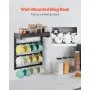 VEVOR - Soporte de pared para tazas de café, 12 ganchos móviles, soporte de acero al carbono con estante superior, accesorio y organizador para barra de café, expositor de tazas para cocina (negro mate)