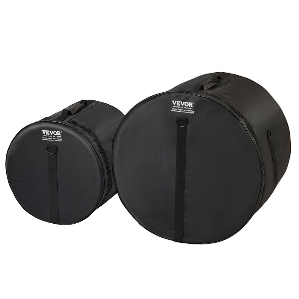 VEVOR 5-Piece Drum Bag Kit, Durable 1680D Oxford Material, Cushioned Cases with 1.5m Removable Shoulder Strap and Carry Handles, Collapsible, Fits 22'' Bass, 12''/13''/16'' Toms, 14'' Snare