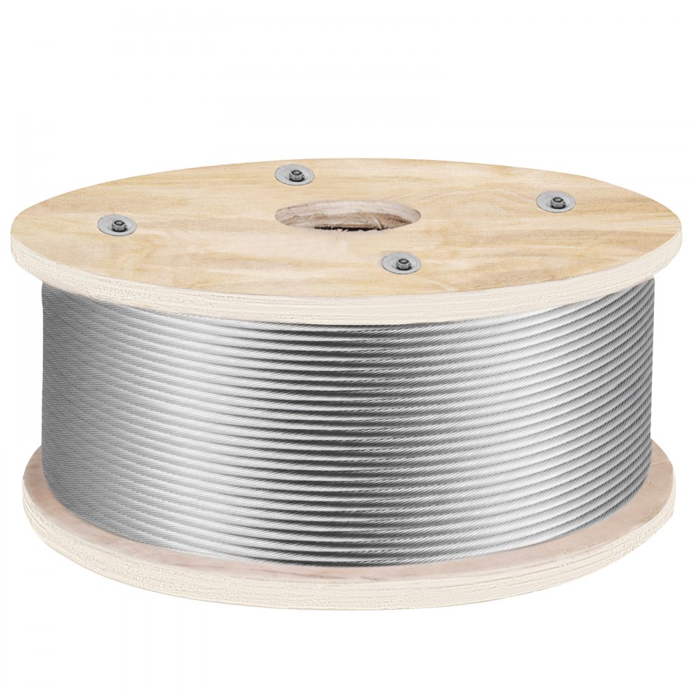 Cable de acero inoxidable VEVOR 316 de 152 m (500 pies) de longitud, cable de acero de 4,7 mm (3/16 pulgadas), cable de acero para barandillas y cubiertas con construcción de 1x19 hebras, resistencia a la rotura de 2133 kg (4700 lb) para escaleras, pasamanos y tendederos.