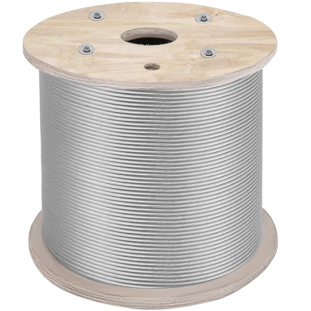 Cable de acero inoxidable VEVOR de 1/4", 200 pies, T304 7x19, núcleo más tenso, sistema de barandillas, cable de acero, kit de barandillas para cubierta de aeronaves, alambre para cercas.