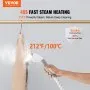 Vaporizador de pie VEVOR con percha plegable, tanque de agua de 0.5 galones para 90 minutos de vapor continuo, se calienta en 45 segundos y se detiene automáticamente con cepillo para tela, varilla de aluminio y ruedas fáciles de girar.