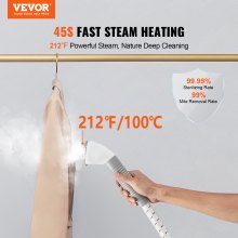 VEVOR Vaporizador de pie con colgador plegable para ropa, tanque de agua de 0,5 galones para 90 minutos de vapor continuo, se calienta en 45 segundos y parada automática con cepillo para tela, varilla de aluminio y ruedas de fácil desplazamiento