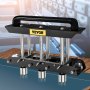 Rodillo de borde de tres estaciones VEVOR con construcción de metal resistente y mango ergonómico sobre banco de trabajo.