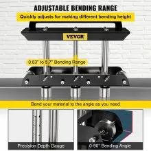 VEVOR Rodillo de borde de tres estaciones, radio grande, freno de chapa de ángulo de flexión de 0-90°, se ajusta rápidamente para hacer curvas de 0,63"-5,7" en acero calibre 30-19, para curvas limpias y nítidas en material de techo de metal