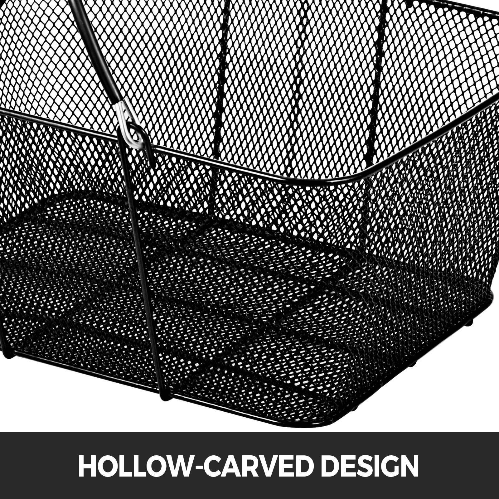 Cestas de compra VEVOR negras con diseño tallado hueco.