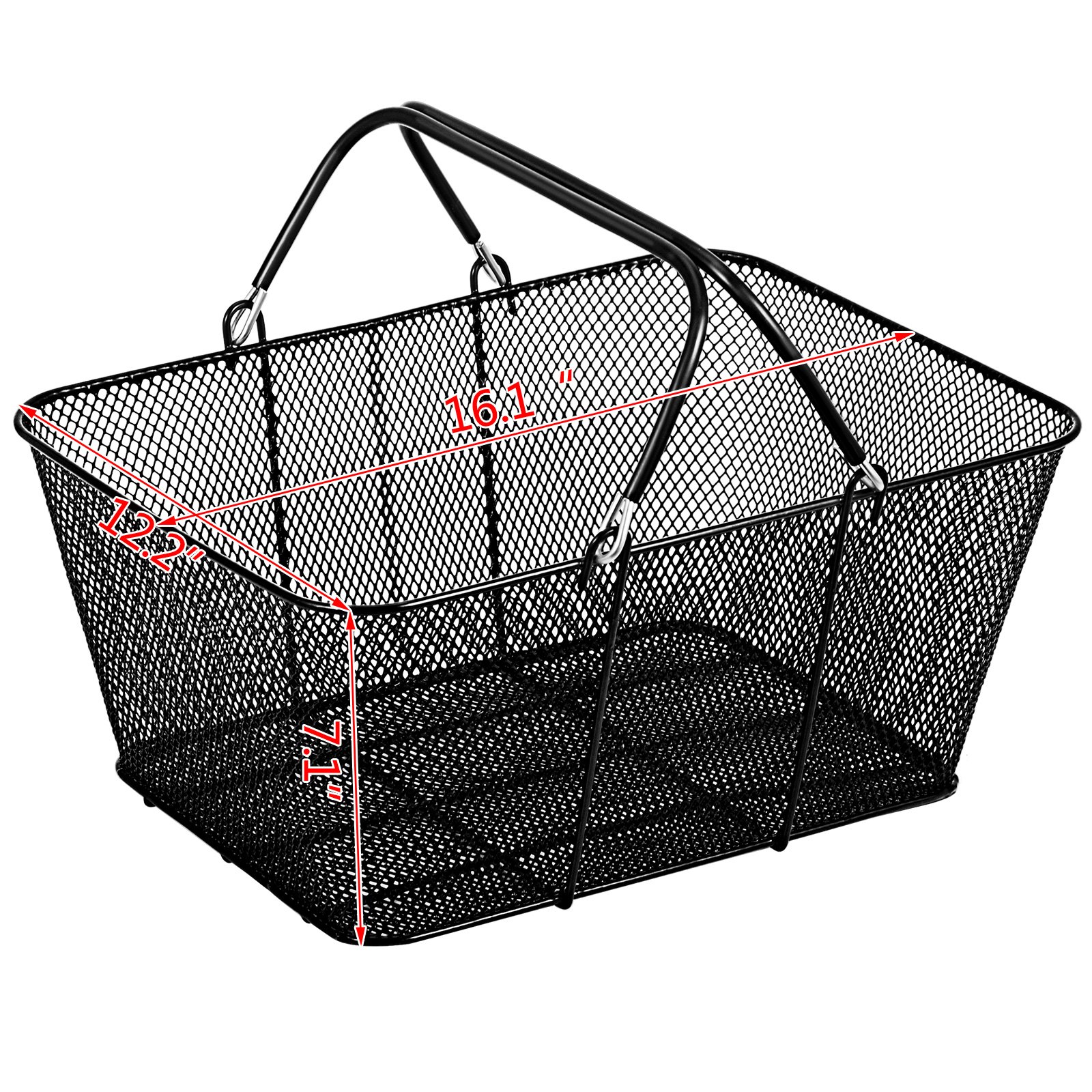 Cesta de la compra VEVOR negra con asa, dimensiones: 41,1 x 31,1 x 18 cm.