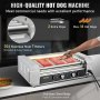 VEVOR Rodillo para Hot Dogs, capacidad para 18 Hot Dogs, 7 rodillos, máquina de cocción y calentamiento de acero inoxidable de 1050 W con control de temperatura dual, luz LED y bandeja de goteo desmontable, parrilla para salchichas para cocina y restaurante.