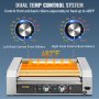 VEVOR Rodillo para Hot Dogs, capacidad para 18 Hot Dogs, 7 rodillos, máquina de cocción y calentamiento de acero inoxidable de 1050 W con control de temperatura dual, luz LED y bandeja de goteo desmontable, parrilla para salchichas para cocina y restaurante.