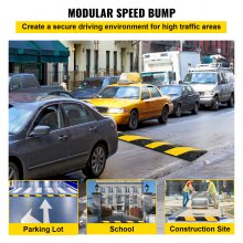 VEVOR Pasacables Suelo Rampa De Cable Rampa de goma modular eléctrica del bordillo de la calzada del tráfico del tope de velocidad de 2 canales