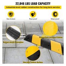 VEVOR Pasacables Suelo Rampa De Cable Rampa de goma modular eléctrica del bordillo de la calzada del tráfico del tope de velocidad de 2 canales
