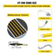 VEVOR Protector de Cables para Suelo Capacidad de Carga 10t Pasacables de Suelo 123x41x6,5 cm Protector de Cable de Caucho Negro y Amarillo Reductor de Velocidad para Protección de Cables Eléctricos