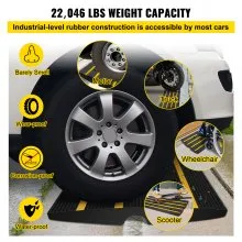 VEVOR Protector de Cables para Suelo Capacidad de Carga 10t Pasacables de Suelo 123x41x6,5 cm Protector de Cable de Caucho Negro y Amarillo Reductor de Velocidad para Protección de Cables Eléctricos