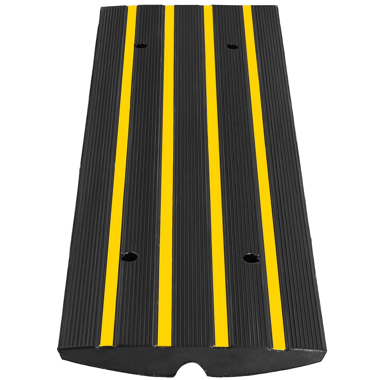 VEVOR Protector de Cables para Suelo Capacidad de Carga 10t Pasacables de Suelo 123x41x6,5 cm Protector de Cable de Caucho Negro y Amarillo Reductor de Velocidad para Protección de Cables Eléctricos