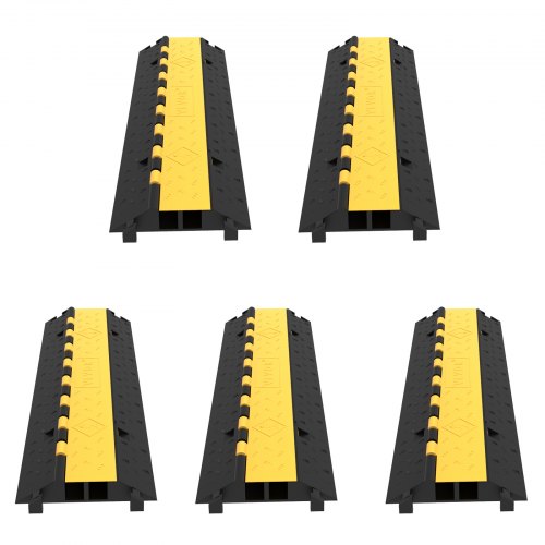 VEVOR Pasacables Suelo Rampa De Cable Paquete de 5 protectores de cable de goma para rampa 2 canales resistente capacidad de carga de 66,000 libras