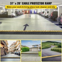 VEVOR Rampa de Protección de Cable 1 Pieza de 3 Vías Canaleta Pasacables de Suelo 7,2x6 cm Protector de Cables Caucho y PVC Capacidad de Carga 19,958 kg Cubiertas de suelo para Cables Negro y Amarillo