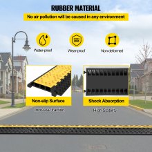 VEVOR Rampa de Protección de Cable 1 Pieza de 3 Vías Canaleta Pasacables de Suelo 7,2x6 cm Protector de Cables Caucho y PVC Capacidad de Carga 19,958 kg Cubiertas de suelo para Cables Negro y Amarillo