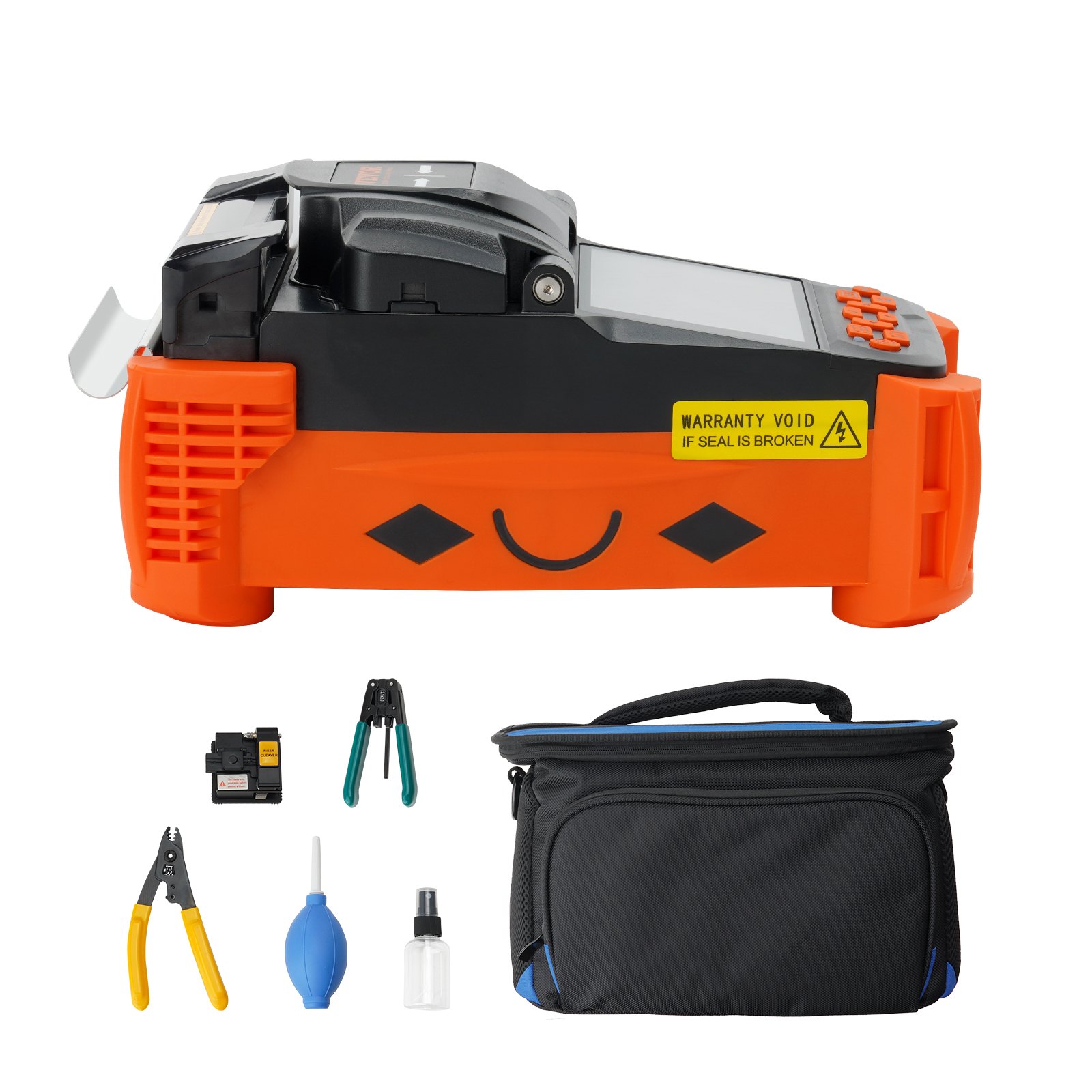 VEVOR Empalmador de fusión de fibra 4 motores, kit de empalmador de fusión de fibra óptica de alineación de núcleo con pantalla LCD digital de 4", soporte de fibra óptica 3 en 1, kit de cuchilla de fibra óptica de enfoque automático 9s empalme 9-25s calefacción