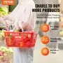 Cesta de la compra VEVOR, juego de 20, 21 l, cesta de plástico resistente con asa y soporte, 42 x 30 x 21 cm, cesta portátil para compras a granel, para tiendas minoristas, supermercados, color rojo