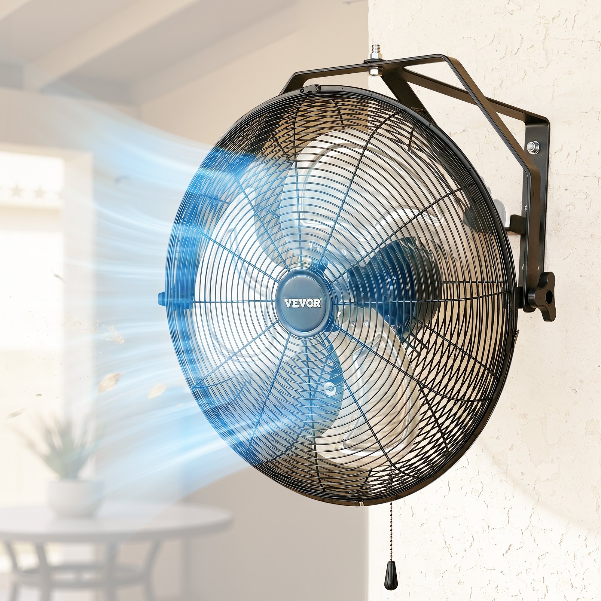 VEVOR Ventilador de pared industrial de 18 pulgadas, ventilador interior de alta velocidad de 4000 CFM con 3 velocidades, potente motor para garaje con aspas de aluminio para taller, almacén, invernadero y uso comercial.