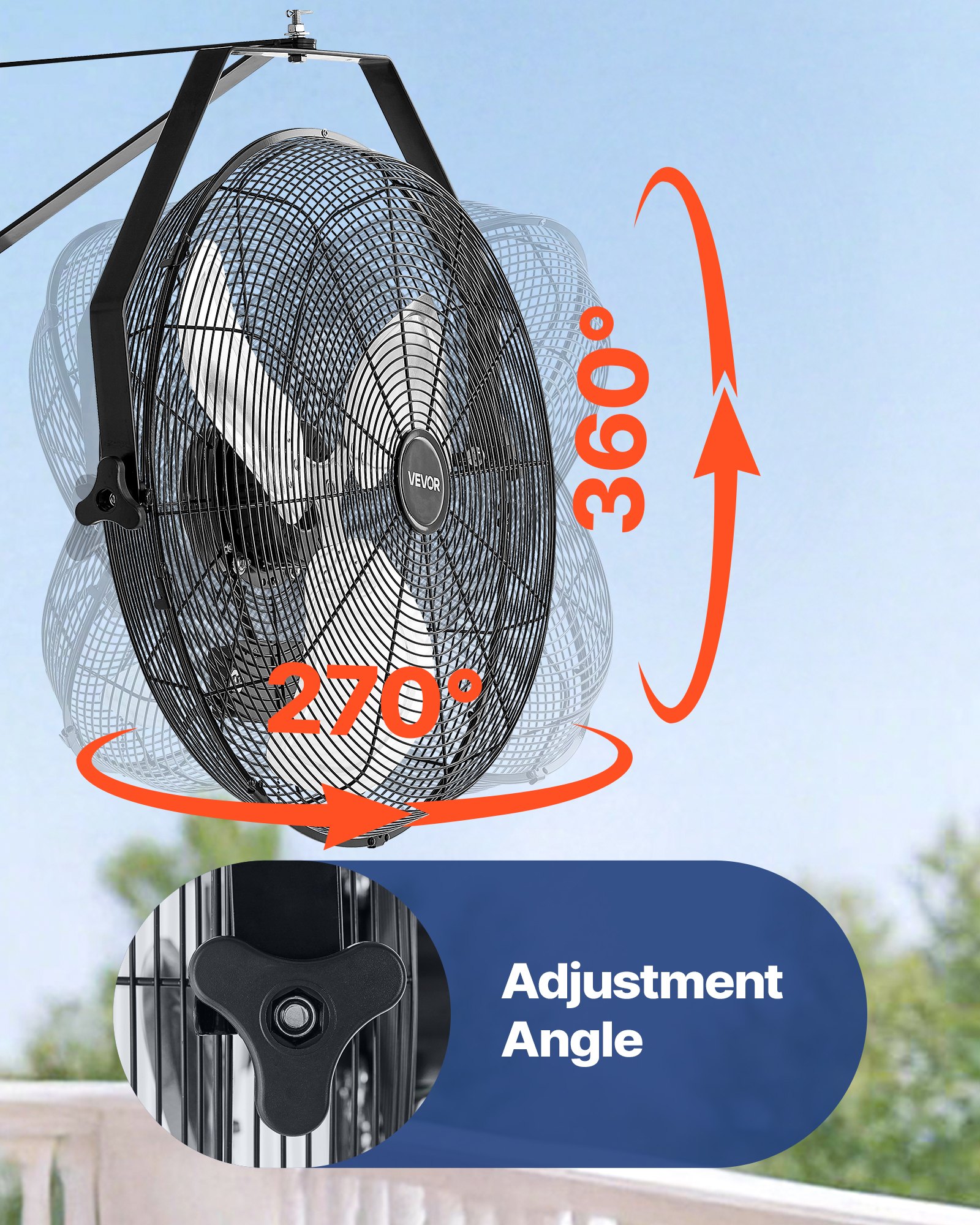 VEVOR Ventilador de pared industrial de 20 pulgadas, ventilador interior de alta velocidad de 4650 CFM con 3 velocidades, potente motor para garaje con aspas de aluminio para taller, almacén, invernadero y uso comercial.