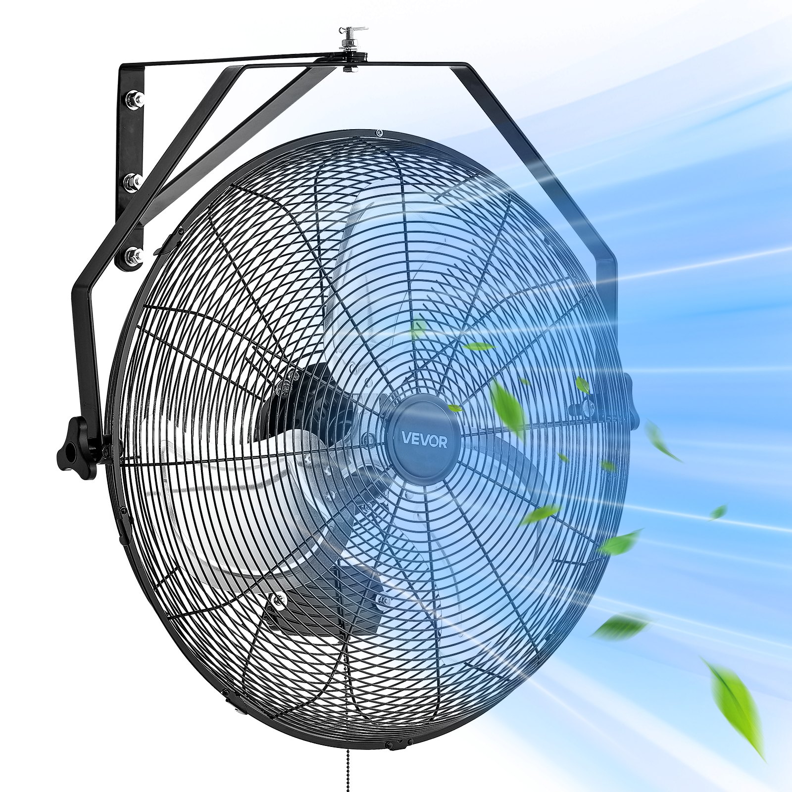 VEVOR Ventilador de pared industrial de 20 pulgadas, ventilador interior de alta velocidad de 4650 CFM con 3 velocidades, potente motor para garaje con aspas de aluminio para taller, almacén, invernadero y uso comercial.