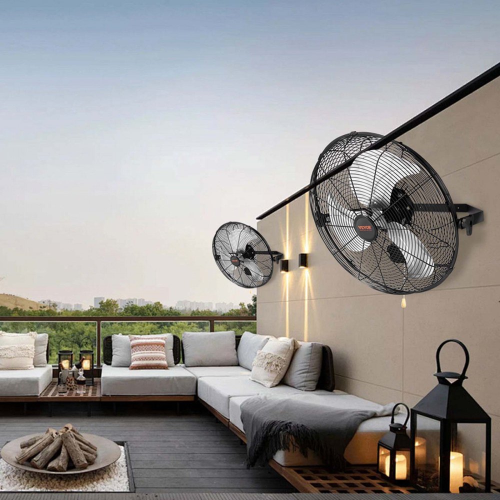 Ventilador de pared VEVOR, 2 unidades, 18 pulgadas, impermeable, 3 velocidades, alta velocidad, máx. 4000 CFM, industrial, para interiores, comerciales, residenciales, almacenes, invernaderos, talleres, sótanos y garajes, color negro