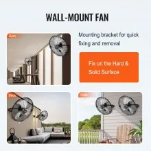 VEVOR Ventilador de montaje en pared, 2 piezas de 18 pulgadas a prueba de agua, 3 velocidades de alta velocidad máx. Ventilador de pared industrial de 4000 CFM para interior, comercial, residencial, almacén, invernadero, taller, sótano, garaje, negro