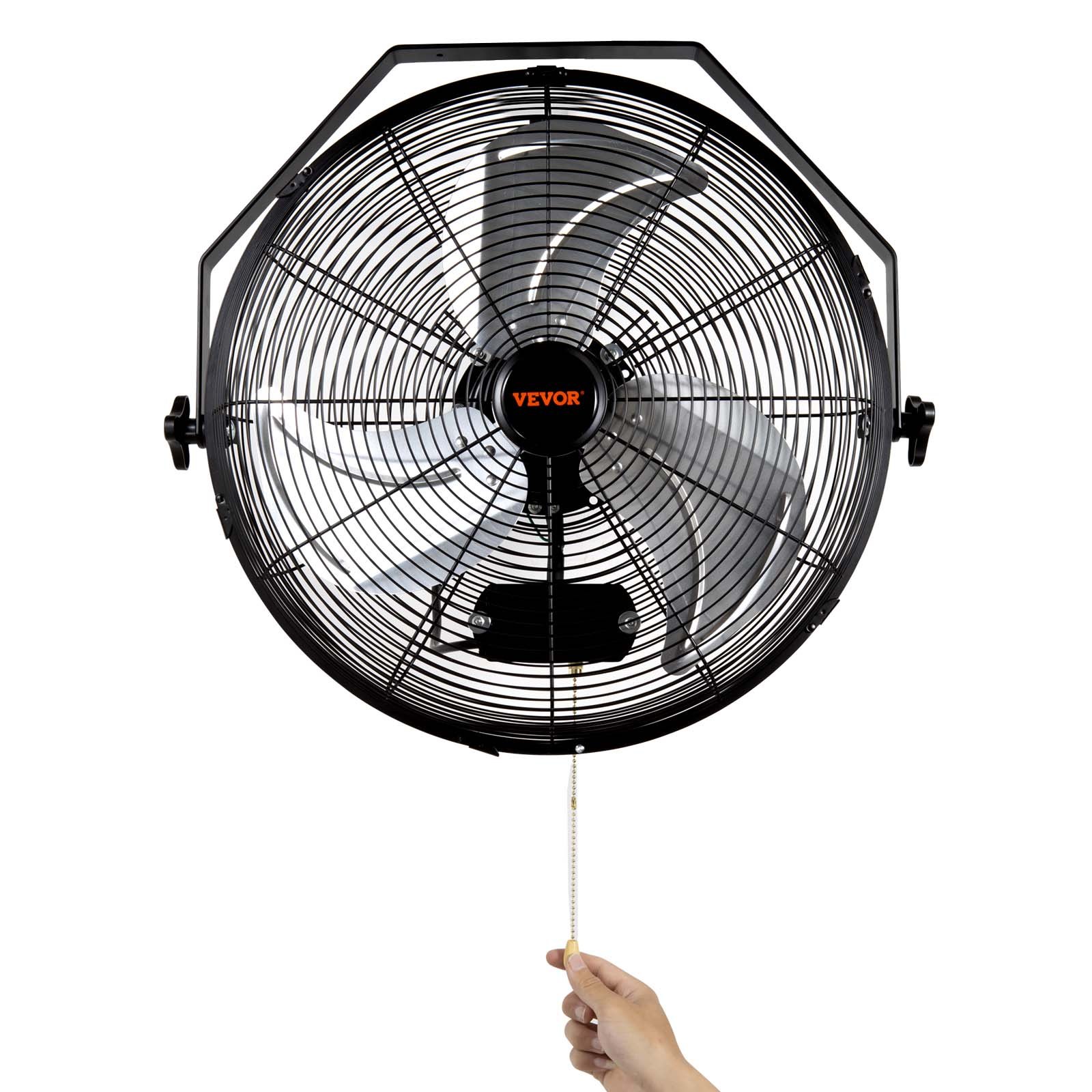 Ventilador de pared VEVOR, 2 unidades, 18 pulgadas, impermeable, 3 velocidades, alta velocidad, máx. 4000 CFM, industrial, para interiores, comerciales, residenciales, almacenes, invernaderos, talleres, sótanos y garajes, color negro
