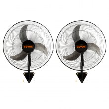 Ventilador de montaje en pared VEVOR, 2 piezas oscilantes de 18 pulgadas, 3 velocidades de alta velocidad máx. Ventilador de pared industrial de 4000 CFM para interior, comercial, residencial, almacén, invernadero, taller, sótano, garaje, negro