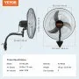 Ventilador de pared VEVOR, 2 unidades, oscilante de 20 pulgadas, 3 velocidades, alta velocidad, máx. 4000 CFM, industrial, para interiores, comerciales, residenciales, almacenes, invernaderos, talleres, sótanos y garajes, color negro.