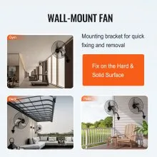 Ventilador de montaje en pared VEVOR, 2 piezas oscilantes de 20 pulgadas, 3 velocidades de alta velocidad máx. Ventilador de pared industrial de 4000 CFM para interior, comercial, residencial, almacén, invernadero, taller, sótano, garaje, negro