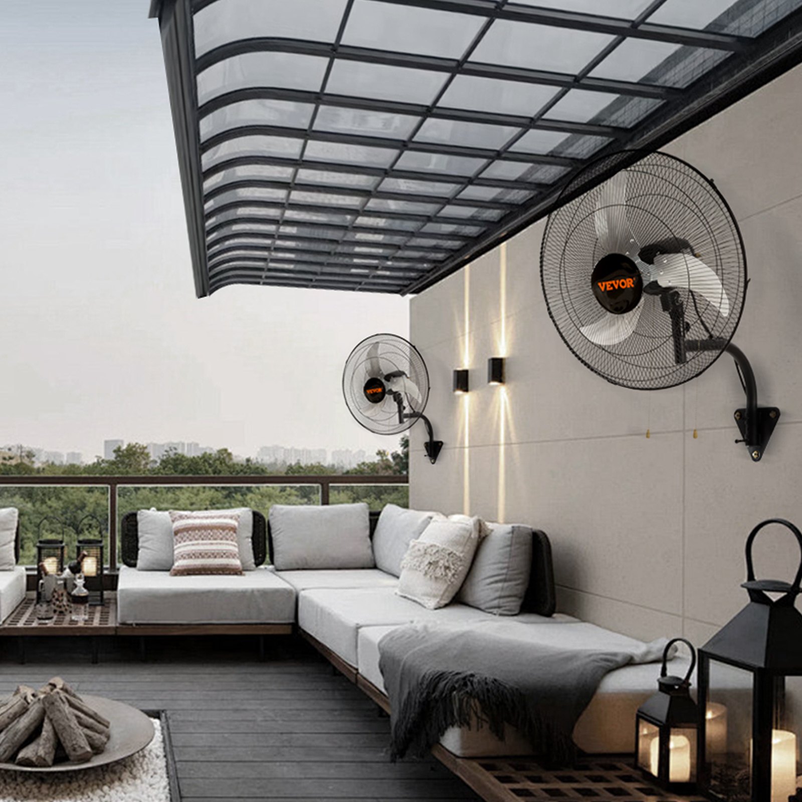 Ventilador de pared VEVOR, 2 unidades, oscilante de 20 pulgadas, 3 velocidades, alta velocidad, máx. 4000 CFM, industrial, para interiores, comerciales, residenciales, almacenes, invernaderos, talleres, sótanos y garajes, color negro.