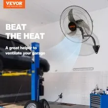 Ventilador de montaje en pared VEVOR, 20 pulgadas, 3 velocidades de alta velocidad máx. Ventilador de pared industrial oscilante de 4650 CFM, comercial o residencial para almacén, invernadero, taller, patio, sótano, negro, listado ETL