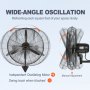 Ventilador nebulizador de montaje en pared VEVOR con oscilación de gran ángulo y motor oscilante independiente.