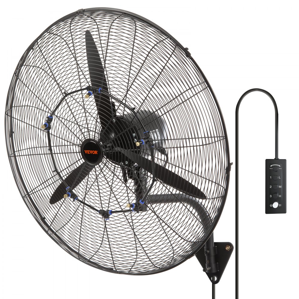 Ventilador de pared VEVOR, 76 cm (30 pulgadas), 3 velocidades, máx. 9500 CFM, oscilante, industrial, resistente al agua, ideal para uso comercial o residencial, almacén, invernadero, taller, color negro, homologado por ETL.