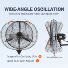 VEVOR Ventilador nebulizador de montaje en pared, 30 pulgadas, 3 velocidades de alta velocidad máx. 9500 CFM, Ventilador de Pared Industrial Oscilante a Prueba de Agua, Comercial o Residencial para Almacén, Invernadero, Taller, Negro, Listado ETL