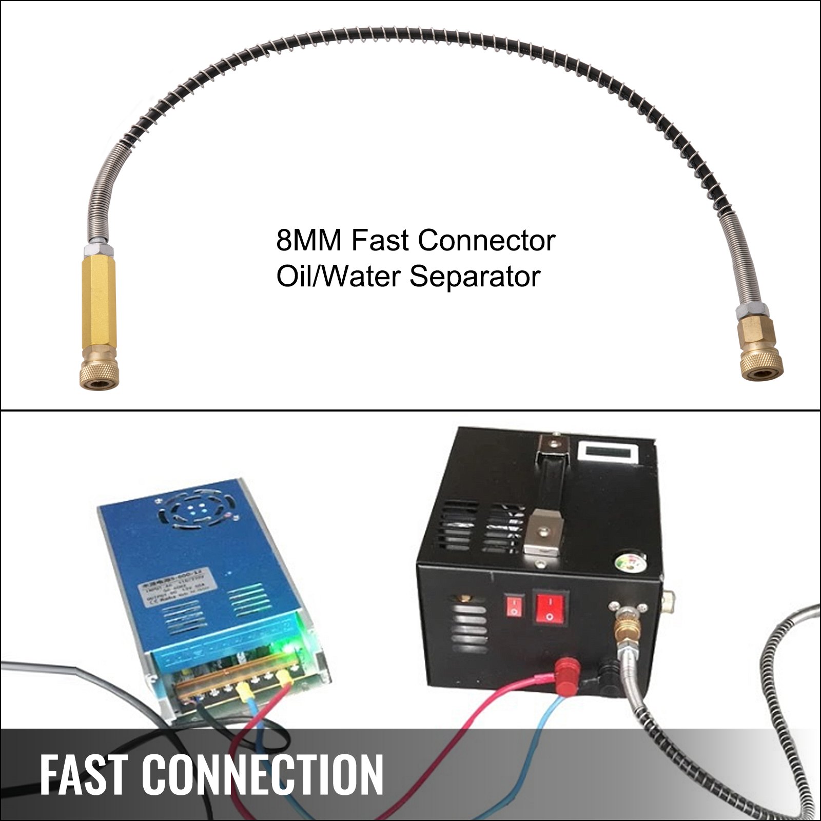 Compresor de aire pcp VEVOR con conector rápido de 8 mm, separador de aceite/agua, conexión rápida.