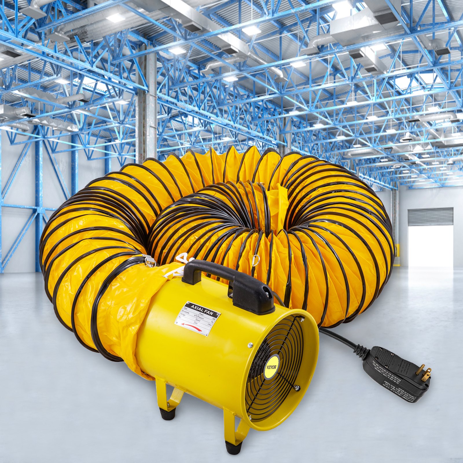 VEVOR Ventilador de uso general ventilador de alta velocidad de 10 pulgadas 320 W 1030 y 1518 Cfm con manguera de conducto de 32,8 pies/10 m