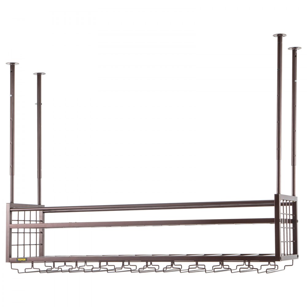 VEVOR Estante para copas de vino de techo, 46.9 x 11.8 pulgadas, estante colgante para copas de vino, 18.9-35.8 pulgadas de altura ajustable, gabinete para colgar copas de vino, estante para copas de vino montado en la pared de cobre, perfecto para bar cafetería cocina