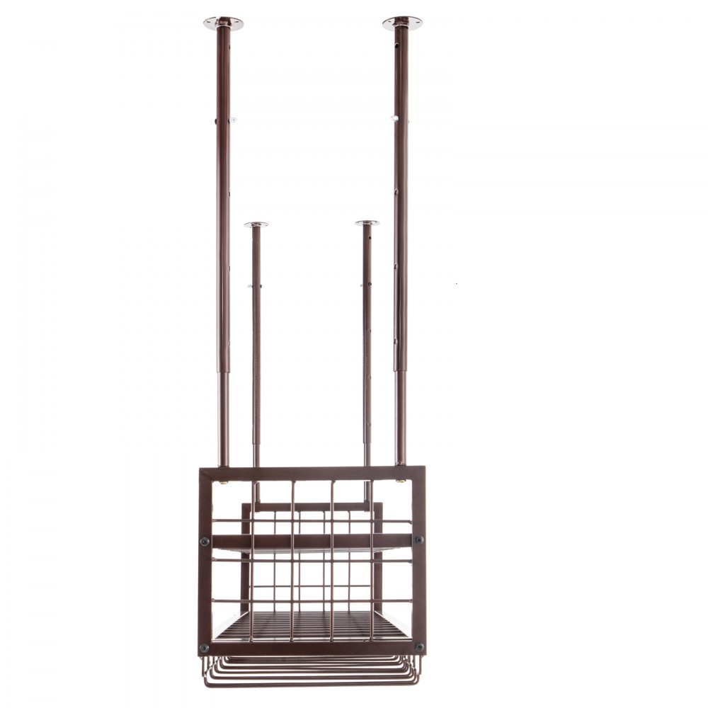 VEVOR Estante para copas de vino de techo, 46.9 x 11.8 pulgadas, estante colgante para copas de vino, 18.9-35.8 pulgadas de altura ajustable, gabinete para colgar copas de vino, estante para copas de vino montado en la pared de cobre, perfecto para bar cafetería cocina